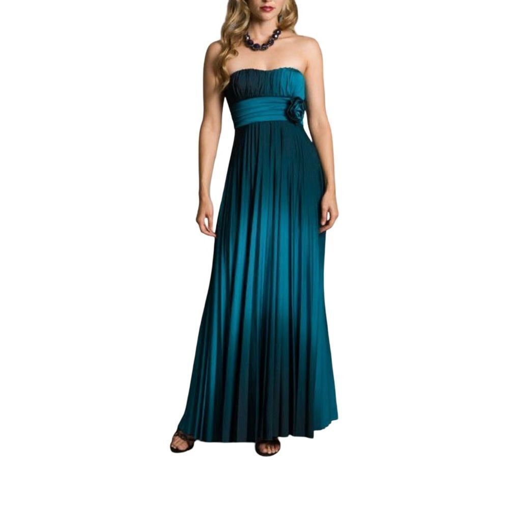 Speechless Teal Strapless Gown